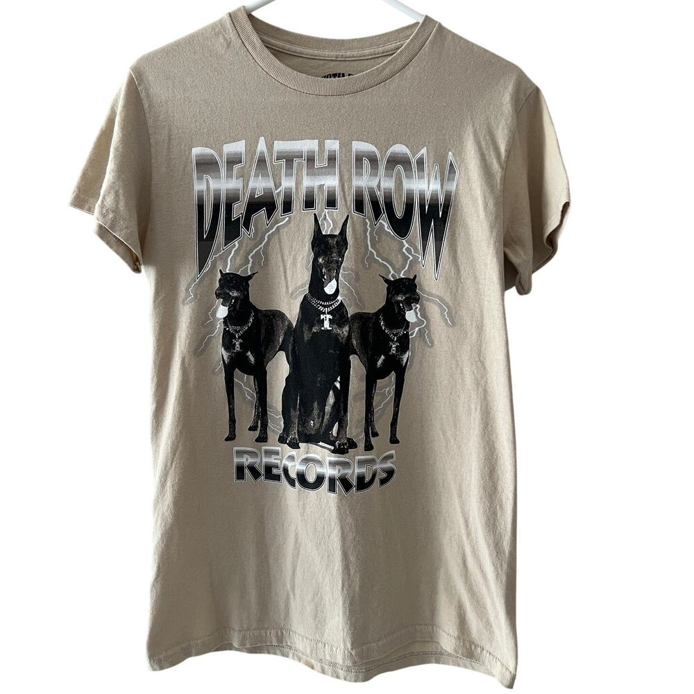 Snoop Dogg Death Row Records Graphic T Shirt  Beige Doberman Pincers Dogs LN